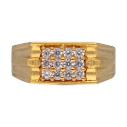 C. Krishniah Chetty Group Regal Cluster with White Cubic Zirconia Gold Ring-image-27