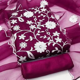 SHADOW & SAINING Embroidered Organza Unstitched Dress Material-image-96