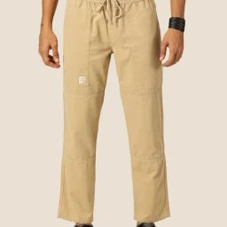 Thomas Scott Beige Loose Fit Cotton Drawstring Trousers-image-80