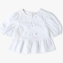 GAP Girls White Cotton Solid Top-image-43