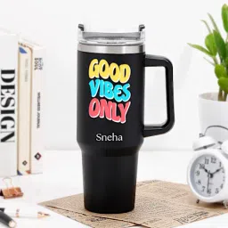 Positive Vibes Personalized Matte Black Tumbler-image-1