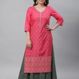 Aurelia Rose Pink Printed Straight Kurta-image-86