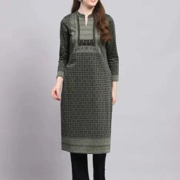 Monte Carlo Green Regular Fit Printed Kurta-image-76