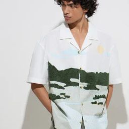 Nuon by Westside White Nature-Inspired Relaxed-Fit Cotton Shirt-image-73