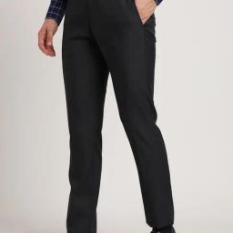 Turtle Charcoal Rayon Slim Fit Dobby Trousers-image-45