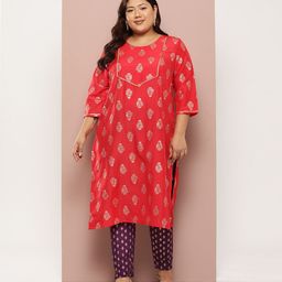 Sztori Plus Size Ethnic Motifs Printed Kurta Set-picture-34