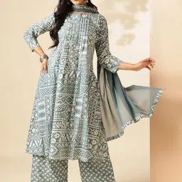 SZN Women Embroidered Regular Pure Cotton Kurta with Palazzos & With Dupatta-picture-16