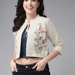 Aarika White Cotton Embroidered Shrug-image-66