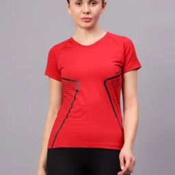 Vector X Red Polyester Solid Half Sleeves Sport T-Shirt-74