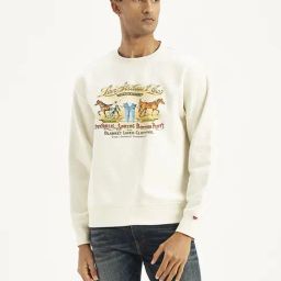 Levi's Off White Slim Fit Printed Sweatshirt-image-15