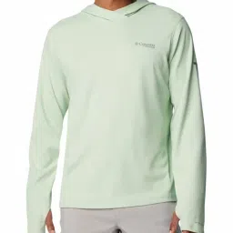 Columbia Light Green Regular Fit Summit Valley Hooded Sports T-Shirt-image-98