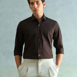 Arrow Brown Cotton Slim Fit Shirt-image-61