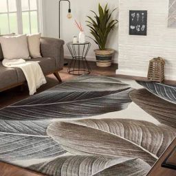 OBSESSIONS Light Brown & Dark Brown Floral Machine Made Carpet - Medium (230 cm x 160 cm)-38