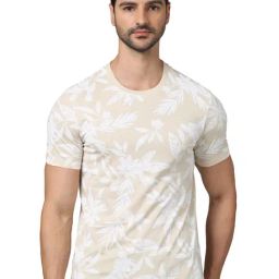 celio celio* Beige Regular Fit Printed Cotton Crew T-Shirt-picture-10