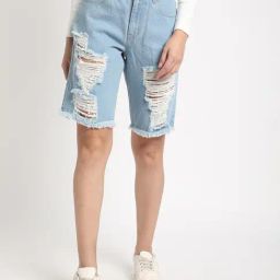 Bene Kleed Light Blue Cotton Regular fit Abstract Shorts-image-52
