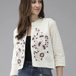 Aarika White Cotton Embroidered Shrug-image-34