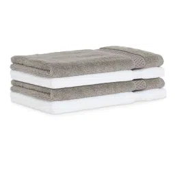 Spaces Solid White & Grey Cotton Hand Towels - Set of 4 image 2