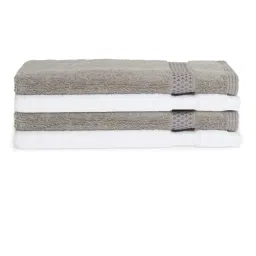 Spaces Solid White & Grey Cotton Hand Towels - Set of 4 image 3