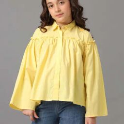 Under Fourteen Only Kids Yellow Cotton Printed Full Sleeves Top-image-36