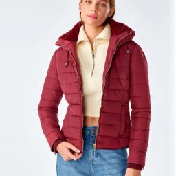 Cover Story Wine Regular Fit Puffer Jacket-image-13