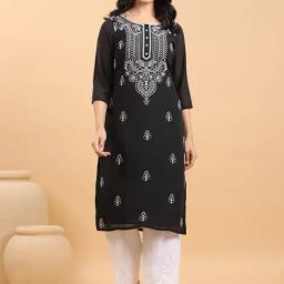 Janasya Black Embroidered Kurtas-picture-42