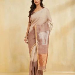 Fabindia Brown Regular Fit Woven Design Sarees-picture-38