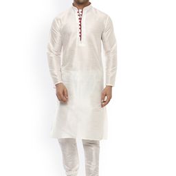Hangup Men White Solid Kurta with Churidar-image-11