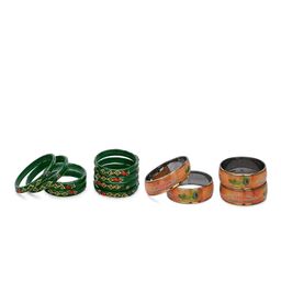 SOMIL Set Of 12 Green & Multi Alloy Artificial Stones & Beads Bangles-picture-30