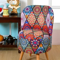 Shadowkart Blue & Red Wooden Mudda Pouffe Ottoman-image-66