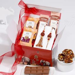Auspicious Rudraksha Bhaiya Bhabhi Rakhi Hamper-14