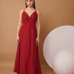 Chemistry Women Shoulder Straps Front Slits Maxi Dress-image-35