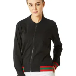 Miss Chase Black Cotton Bomber Jacket-18