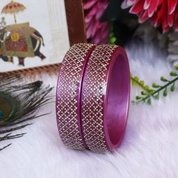 TAJ BRIDAL STORE Set Of 2 Rhinestone Studded Kada Bangles-image-43