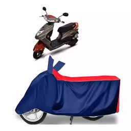 Auto Pearl Two Wheeler Cover with Bag for Okinawa Ridge Plus, Red & Blue-image-85