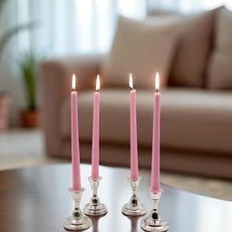 HOSLEY Pink 4 Pieces Rose Fragrance Pillar Candles-image-69