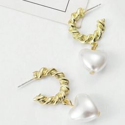 lady raiment White heart hanging earring Crystal Alloy Stud Earring image 3