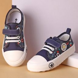 Cute Walk by Babyhug Star Printed Casual Shoes with Velcro Closure - Navy Blue-image-52