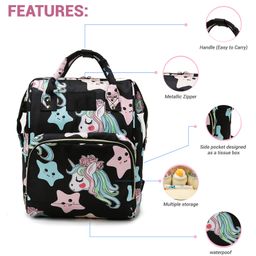 Babymoon Multifunction Backpack Style Maternity Star Print Diaper Bag - Black-image-88