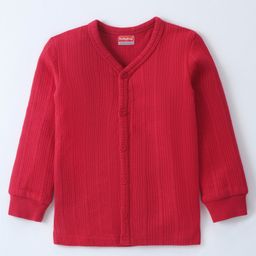 Babyhug Front Open  Solid Colour Full Sleeves Thermal Vest - Red-image-12