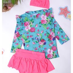 Bubble Berry Full Sleeves Floral Printed 3 Piece Swimsuit - Multi Colour-image-60