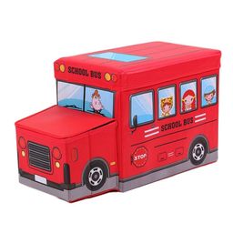 New Pinch Car Shaped Muti-Functional Foldable Storage Box Basket Bin Organizer Stool for Kids, Storage Boxes for Toys for Kids (Red)-18