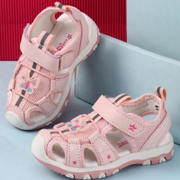 Cute Walk by Babyhug Velcro Closure Sandals with Butterfly Applique - Pink-image-77