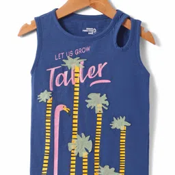 Under Fourteen Only Cotton Sleeveless Typography Printed Top - Navy Blue-picture-14