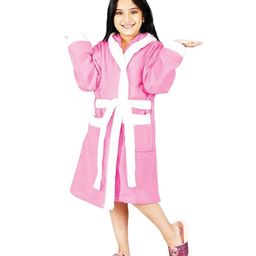 Rangoli 100% Cotton Terry Full Sleeves Solid With Attached Belt Ultra Soft Bath Robe - Baby Pink-image-11