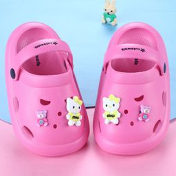 Cute Walk by Babyhug Back Strap Closure Solid Coloured Clogs With Animal Applique - Fuchsia-image-80
