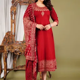 SIPET Women Ethnic Motifs Printed Ethnic Dress With Dupatta-image-4