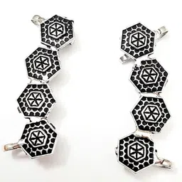 Yash Jewels Emporiums Silver-Plated Geometric Shaped Oxidised Earcuffs-image-72