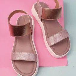 Mast & Harbour Women Rose Gold & White Casual Open Toe Flats-39