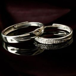 Ringzinnie Sterling Silver Set Of 2 Silver-Plated Twisted Ring Couple Finger Rings-40