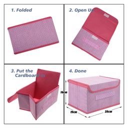 Kuber Industries Drawer Storage Box  Foldable Dhakkan Storage Box  Non-Woven Clothes Organizer For Toys  Storage Box with Handle  Small  Pack of 4  Multi image 3